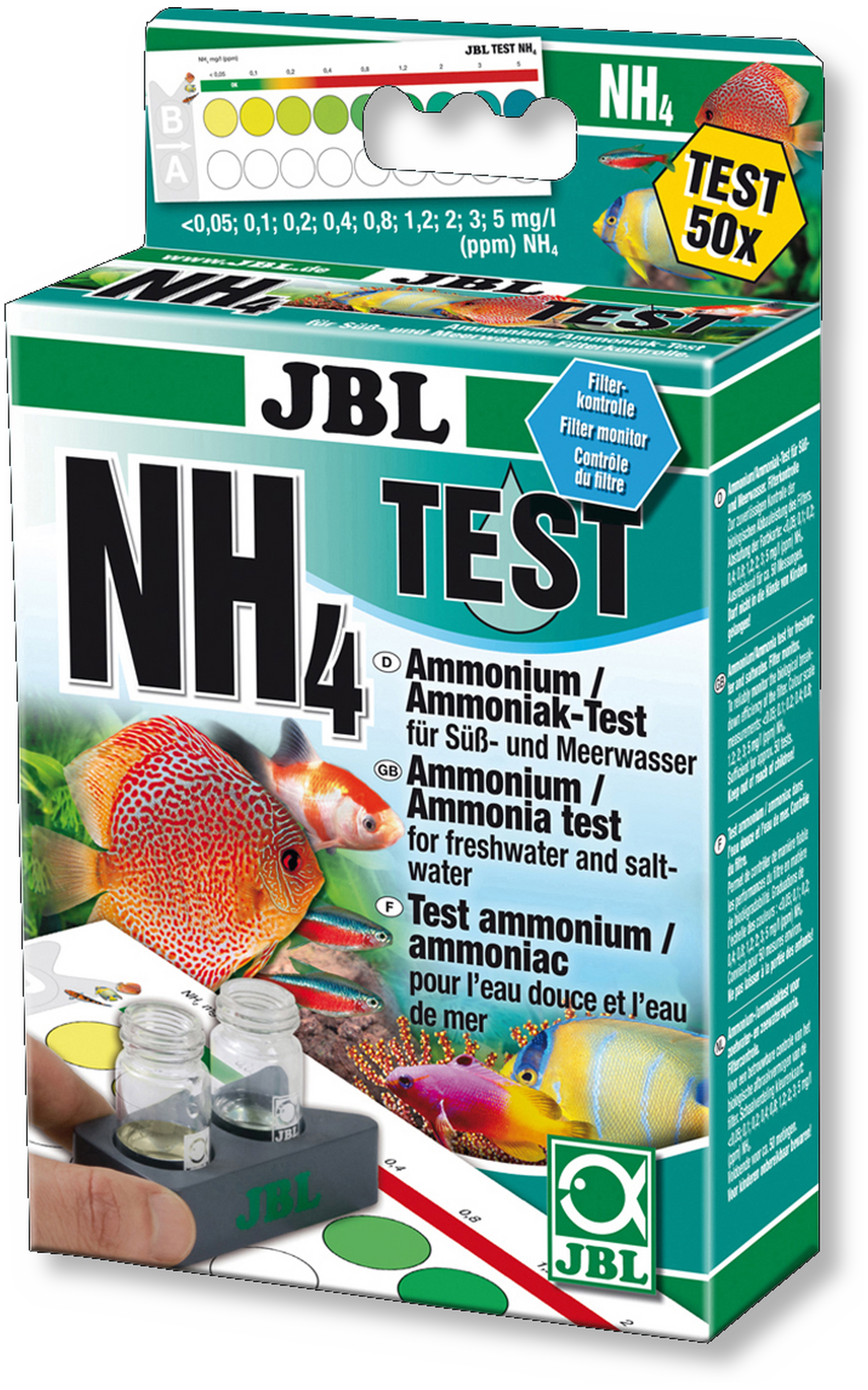 JBL Ammonium Test NH4 Quick test to determine ammonium/ammonia content in  freshwater/marine water aquariums and in ponds