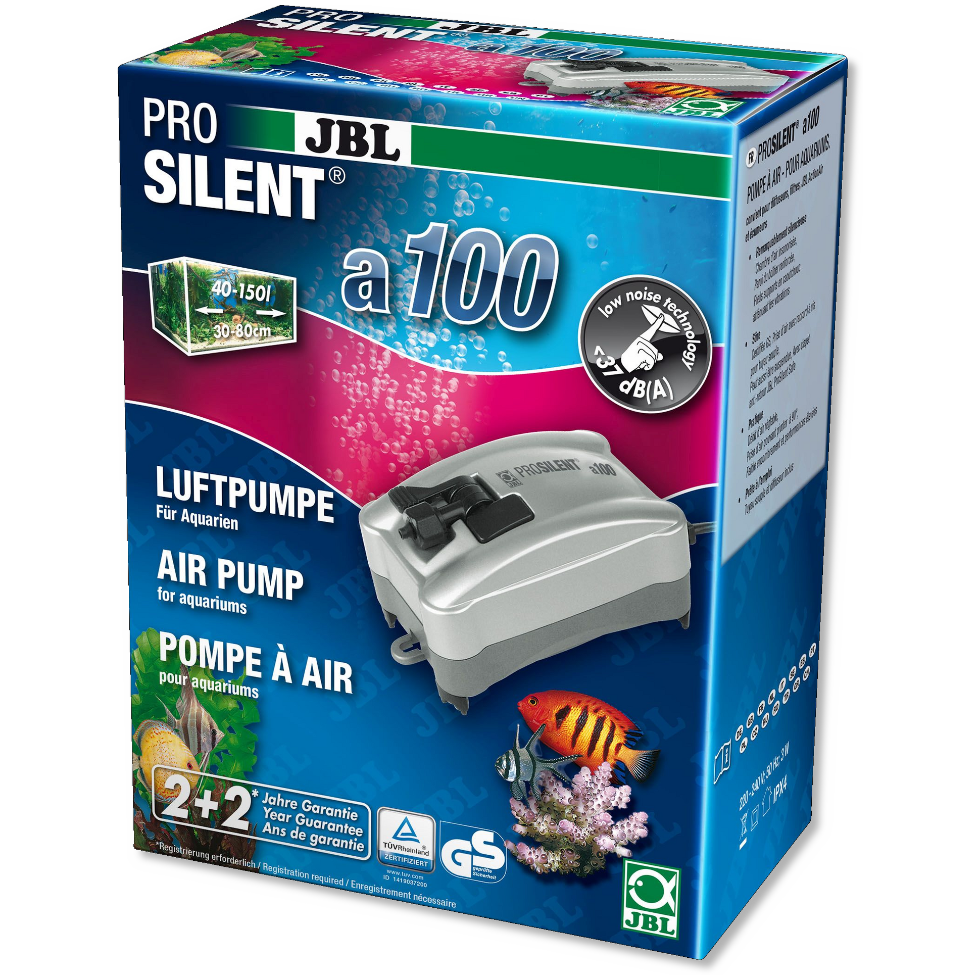 JBL PROSILENT a100 Air pump for fresh and saltwater aquariums from 40 up to 150  l