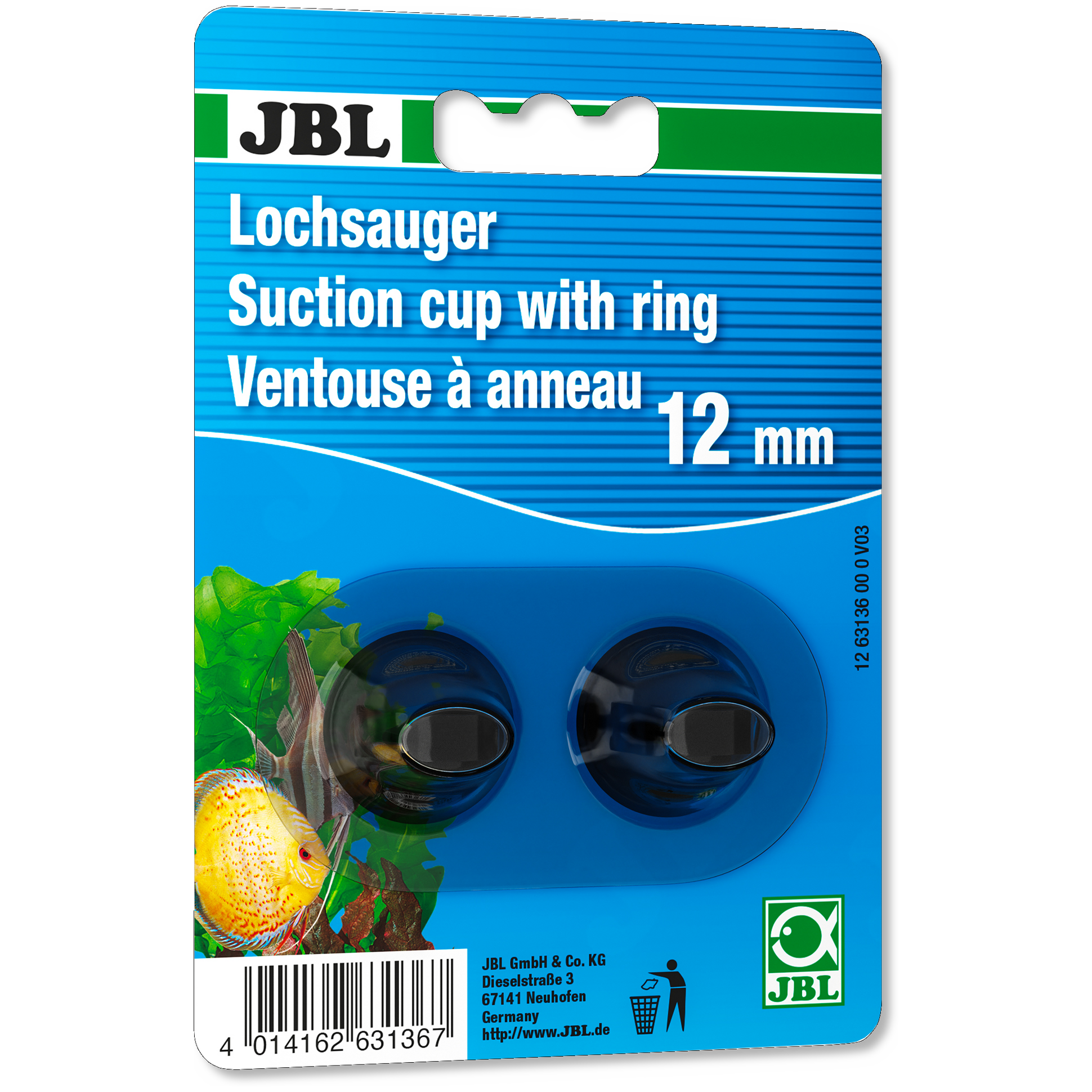 JBL suction cup with hole, 12 mm